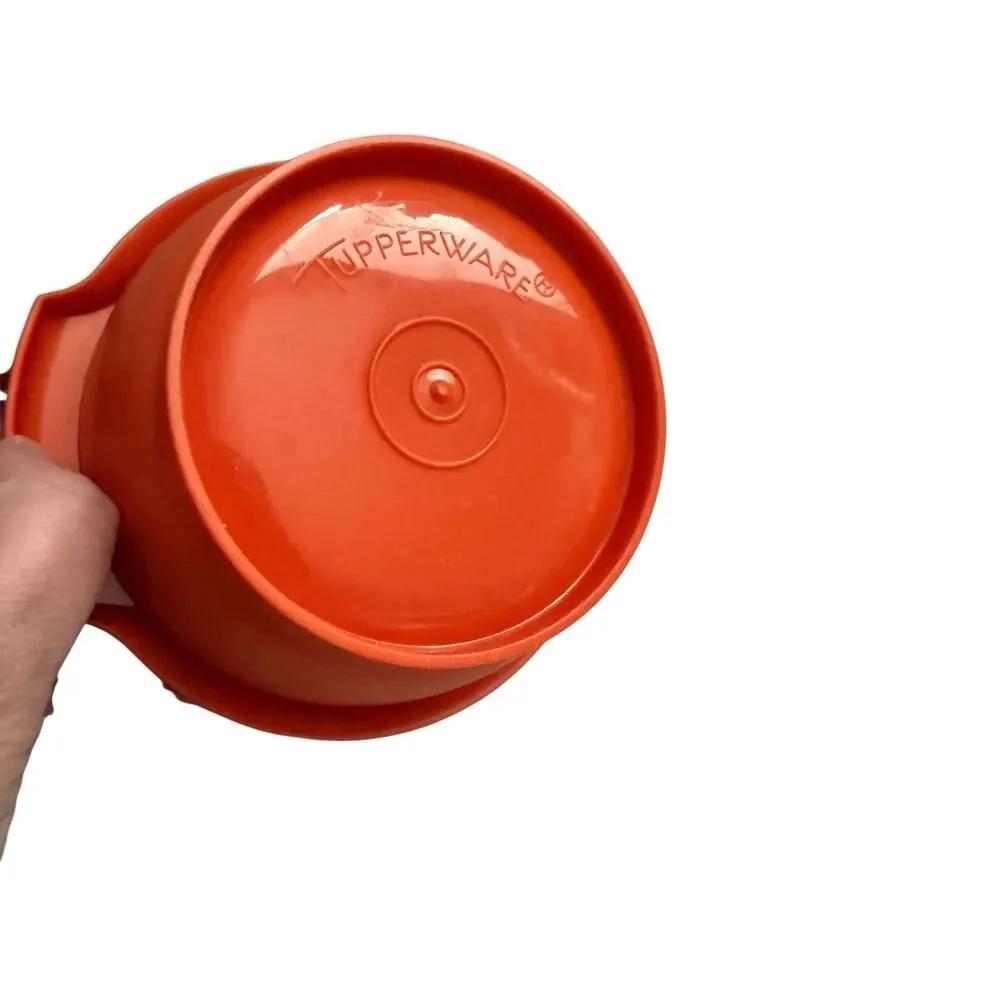 Tupperware 10 Oz Orange Starburst One Touch Servalier Bowl #1323-12 & Lid 812-43